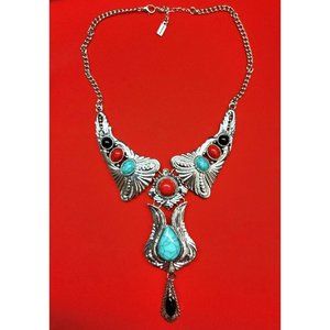 Novadab Stone Garden Leaf Necklace Turquioise Gemstones